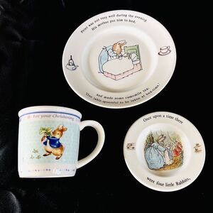 Peter Rabbit By Wedgewood 3 Pc. China Child’s Plates Mug/Cup Set of 3 England